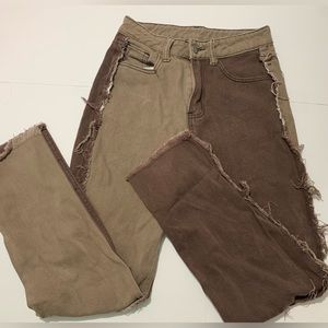 Shein two-toned straight leg distressed jeans